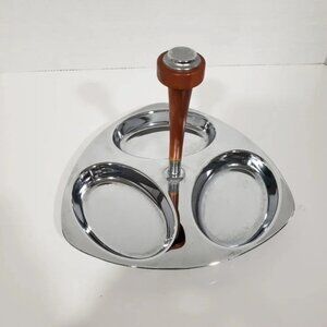 Vintage Glo Hill Canada Gourmates 3 Section Serving Tray With Bakelite Handle